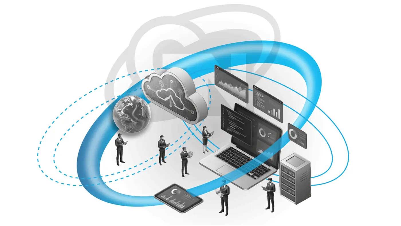 Tecnología, software, datos, personas y dispositivos conectados